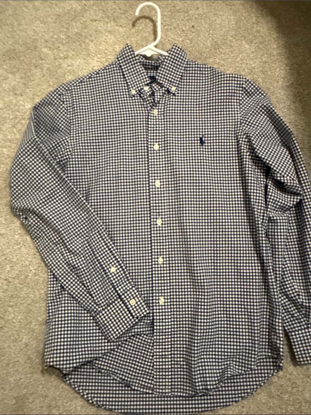 Ralph Lauren Navy and White Gingham Button-Down Shirt